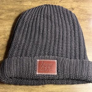 Love Your Melon Beanie Hat Adult One Size Gray Knit Patch 100% Cotton